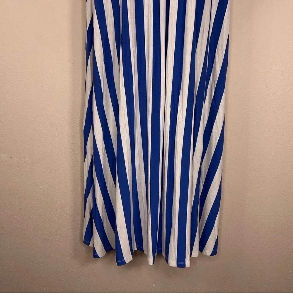 SMALL MATILDA JANE BLUE WHITE STRIPED DRESS STRETCH MAXI 3/4 Sleeve